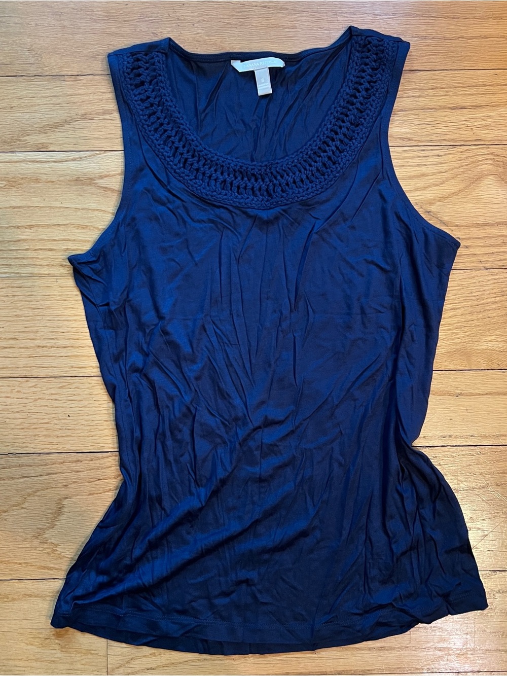 Banana Republic Navy Crochet-Trim Sleeveless Tank